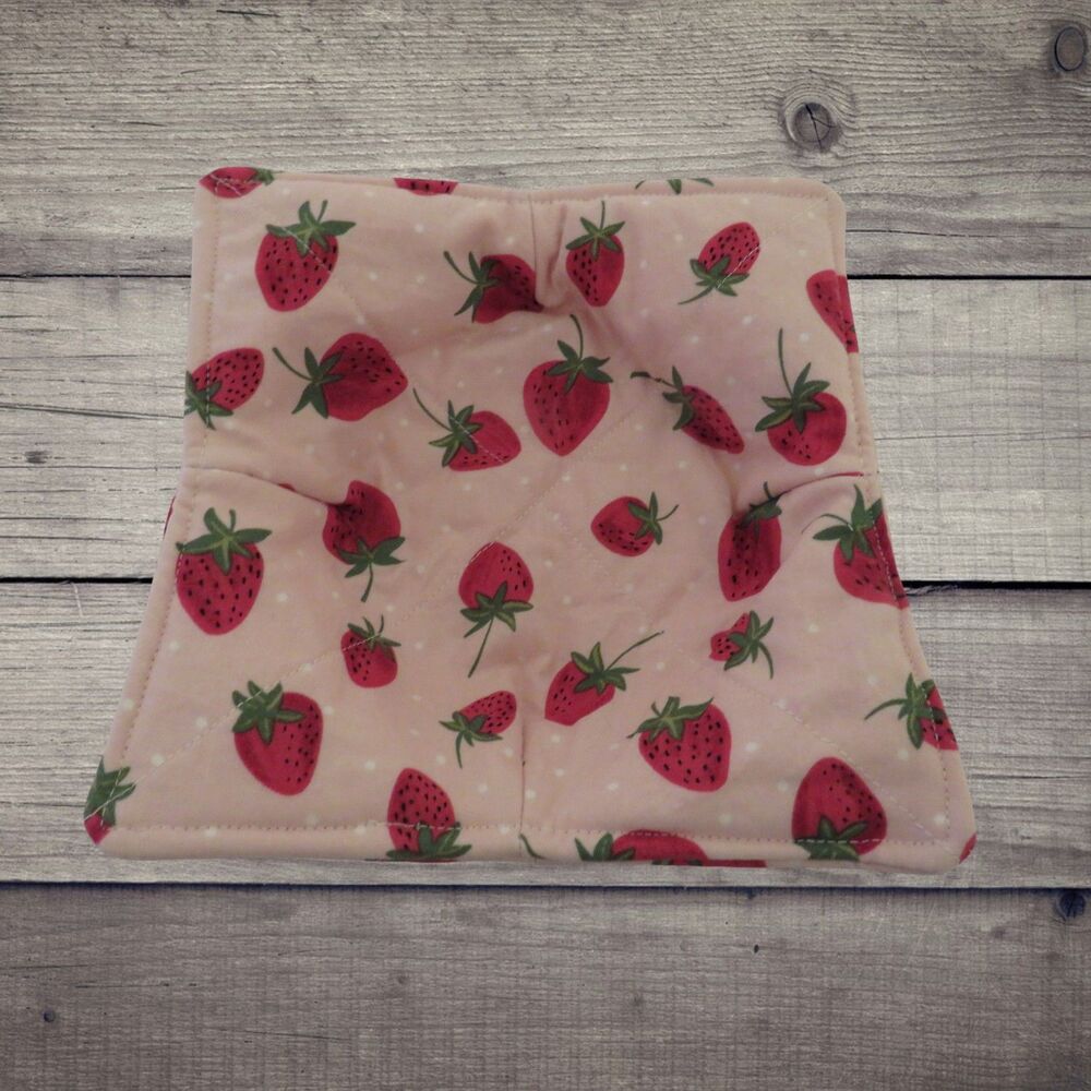 Microwave Bowl Cozy, Strawberry Soup Bowl Holder, Gift Under Ten